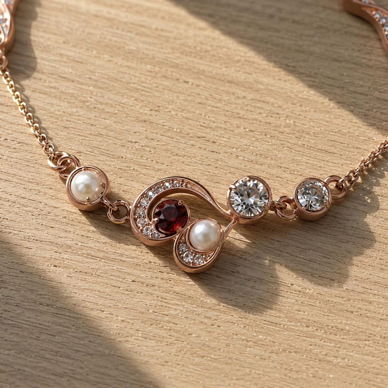 Pulseira Norrsken com banho ouro rosa e granada natural – photo 2